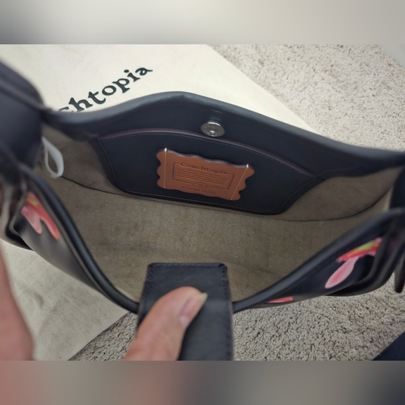 Authentic Coachtopia Ergo Black Bag with Pink Mushroom Design - Picture 9 of 16